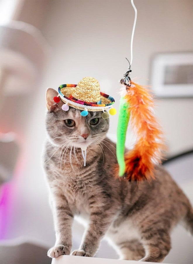 ALIBBON Mini Sombrero Straw Hat - Multicolor Dog & Cat Hat for Mexican Fiesta - Image 3